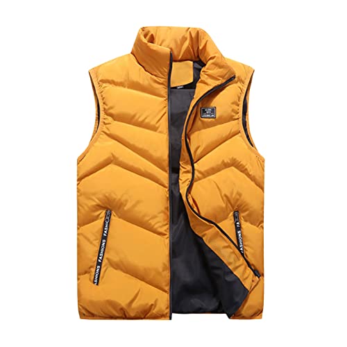 Traje hombre chaleco cuello alto sin mangas cremallera mosca amarillo XXXL