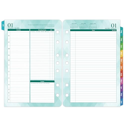 2026-2027 Planner Refills – Jul.2026 - Jun.2027, Two Pages Per Day Daily ＆ Monthly Planner, 5.5" x 8.4" Ring-Bound Organizer, Tabs, Quotes, Prioritized Task, Daily Tracker/Notes, Appointment Schedule