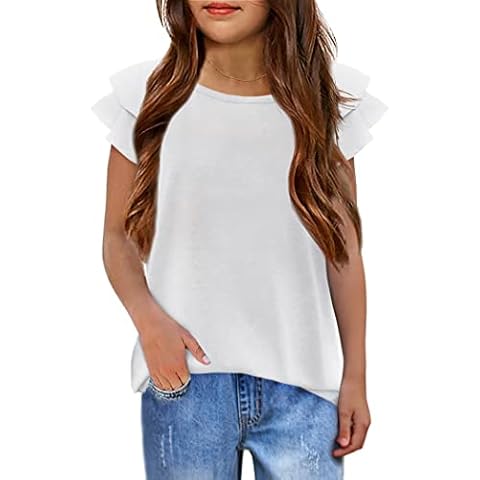 Arshiner Girls O Neck Ruffle Sleeve Blouse Cover