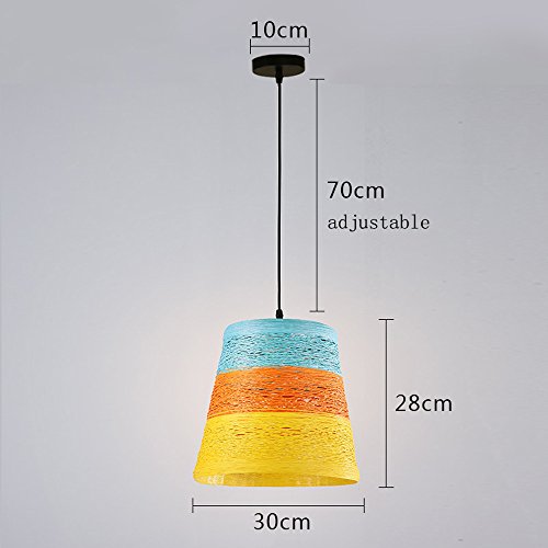 Lustre en rotin coloré suspension E27 rustique pour chambre - 7