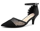  MaxMuxun Damen Sandalen Kitten Absatz Pointed Toe Pumps schwarz PU Größe 39EU
