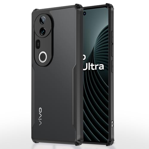 Image of Pikkme Back Cover for Vivo T4 Ultra 5G | Ultra Hyrbid | Full Camera Protection | Raised Edge | Crystal Clear Transparent Bumper Case (Black)