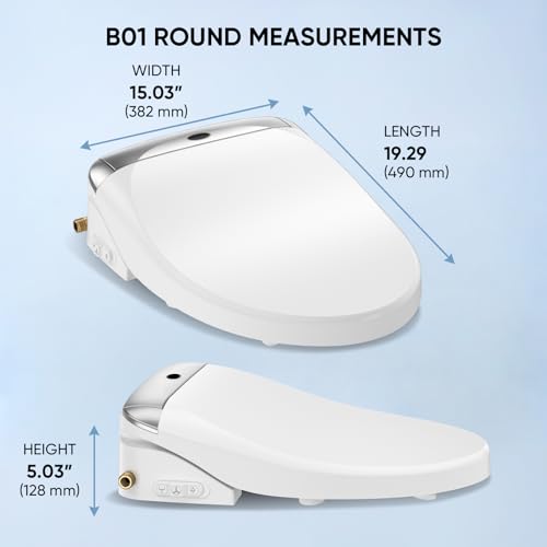 Image of LEIVI Electric Bidet Toilet Seat with Wireless Remote and Side Panel, Multiple Spray Modes, Adjustable Heated Seat, Warm Water and Air Dryer, Auto LED Nightlight, Round