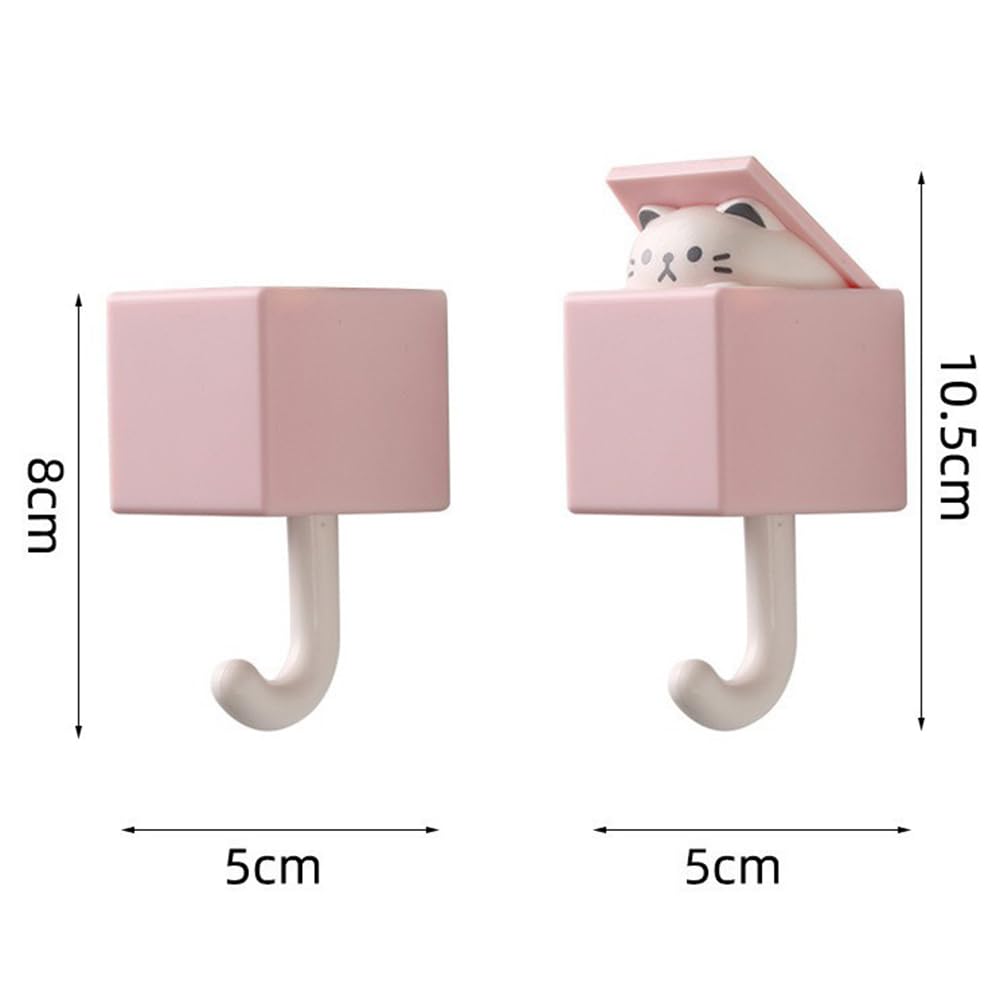 Perchero Pared Infantil,4 Piezas Ganchos Adhesivos Animales Creativo Gato Decorativos Perchero Pared Infantil Gancho para llaves Gato Ganchos Para Toallas Lindo