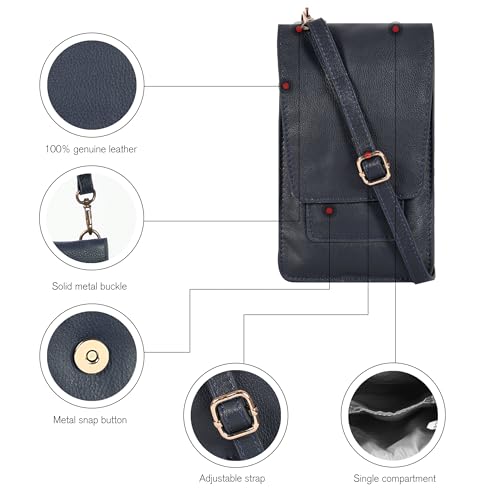 Image of Oak Leathers Small Crossbody Bag For Women - Mini Cell Phone Purse - Crossover Wallet Bag With Adjustable Shoulder Strap