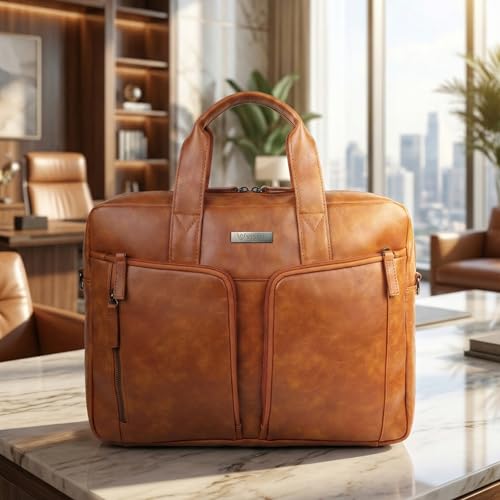 Image of VISMIINTREND Leather Laptop Office Bags for Men & Women, Fits 13 /14 /15.6 Inch Laptop, Macbook Bag Office /Travel, Laptop Messenger /Briefcase Bag | Corporate Gifts