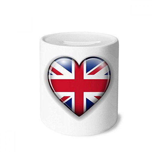 Tirelire en céramique Union Jack drapeau britannique motif coeur 9cm