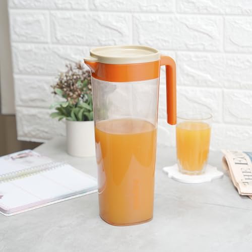 Image of Nayasa Aron 1160 ml BPA Free Leak Proof | Freezer Safe | Convienient Handle | Press & Pour Lid | Indoor and Outdoor Use | Serving for Gatherings | Plastic Water Jug - Orange