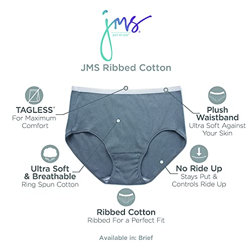Just My Size Womens Ribbed Cotton 6-Pack Briefs, Assorted, 14 Plus #TOP3