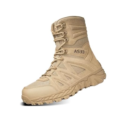 IYVW 8810 A Bottes militaires pour Homme Mid Haute durabilité Lacets Bottes Durable Imperméable Armée Combat Chaussures Respirant Tactique de Randonnée Jaune désert 43 EU
