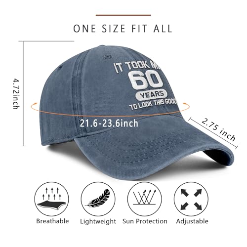 Image of 60th Birthday Gifts for Men Women 60 Year Old Gifts Decorations Took Me 60 Years to Look This Good Washed Cotton Hat
