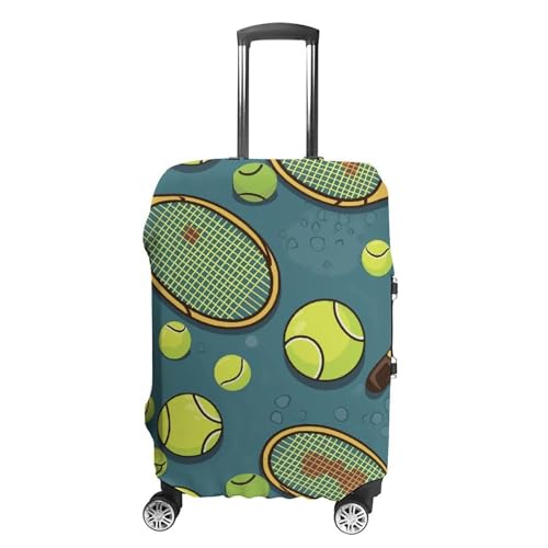 Funny Tennis Racquets And Tennis Balls Printed Luggage Cover Protector, Fits 18-32 Inch Luggage