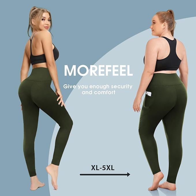 Image of MOREFEEL 3 Pack 8 inch High Waisted Biker Shorts for Women, Casual Summer Knee Length Tummy Control Running Athletic Yoga Shorts