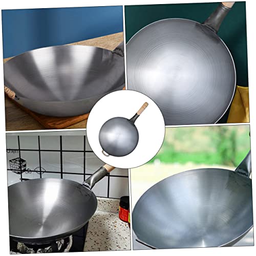 Wok de hierro grueso con mango resistente gris miniatura 6