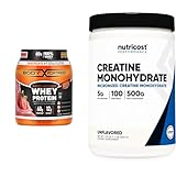 Body Fortress Super Advanced 100% Whey Protein Powder, Strawberry, 60g Protein & 12g BCAAs Per 2 Scoops + Nutricost Creatine Monohydrate Micronized Powder 500G, 5000mg Per Serv (5g), 100 Servings