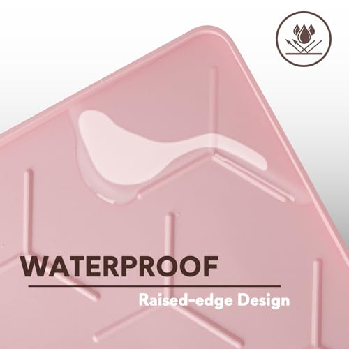 Image of Garoopion Silicone Cat Litter Mat Large 40 inch X 28 inch, Easy to Clean, Pink | Large Size Waterproof Silicone Mat with Raised Edges, Catch Litter, Protect Floor from Urine, Multi-Use for Dog /Sink /Kitchen