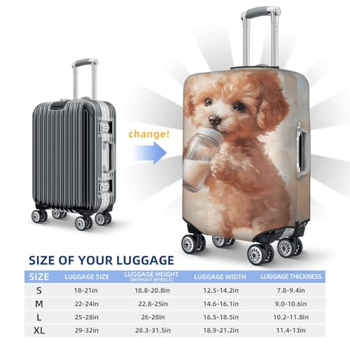 Cute Dog Drinking Milk Elastic Travel Luggage Covers Dustproof Scratch-Resistant Suitcase Protector Fit 22-24 Inch4