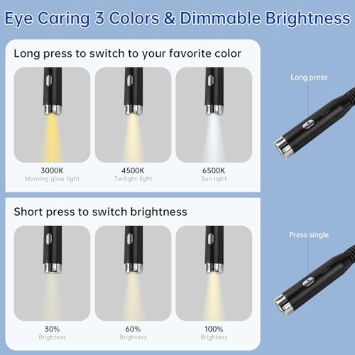 Image of Rechargeable LED Neck Reading Light, Book Light for Reading in Bed, 3 Colors & 3 Brightness Adjustable，Great for Reading, Crafts and Knitting