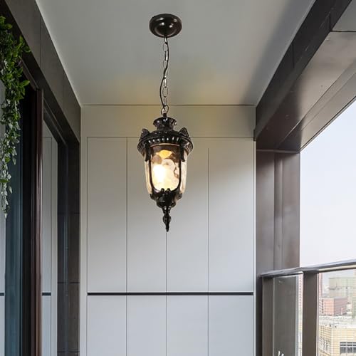 Lampe suspendue vintage noire E27 lustre suspension extérieur de cour