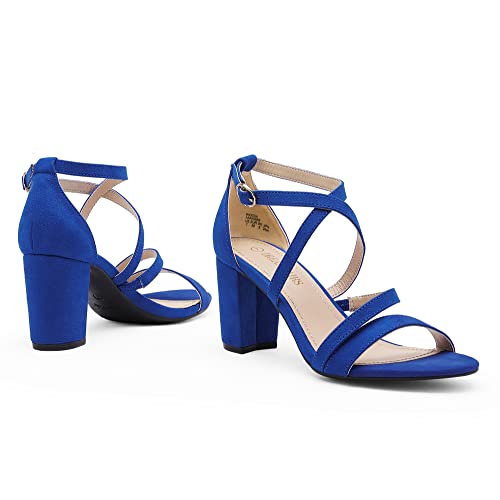 Image of DREAM PAIRS Women's Block Chunky Heels Sandals Open Toe Ankle Strappy Comfortable Dressy Sandals for Bridal Wedding Prom Party with Adjustable Cross Strap