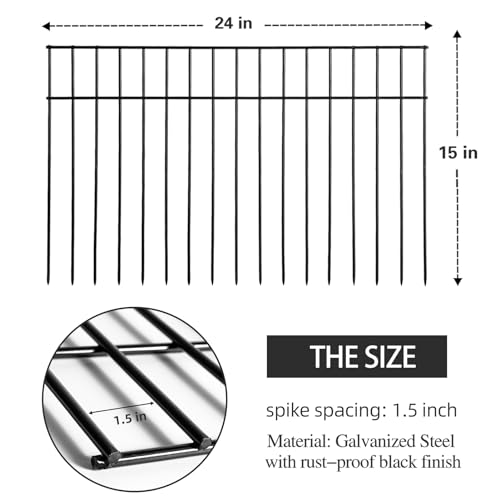 Adavin Animal Barrier Fence, 5 Pack 24 in(L) X 15 in(H) Dog Digging Fence Barrier with 1.5 in Spacing, Metal Dog Fence for The Yard, Patio. Total 10 Ft(L)