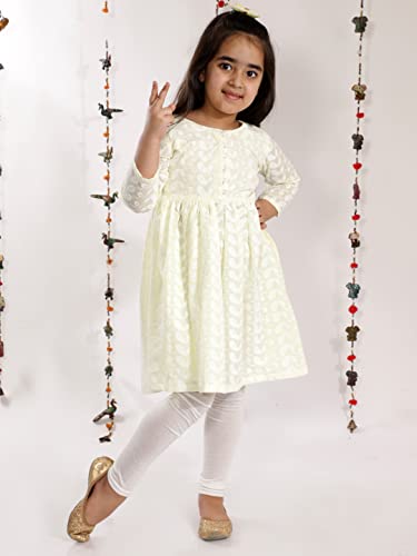 Image of VASTRAMAY Girls Cotton Kurta Set - Chikankari Embroidery EID Festival