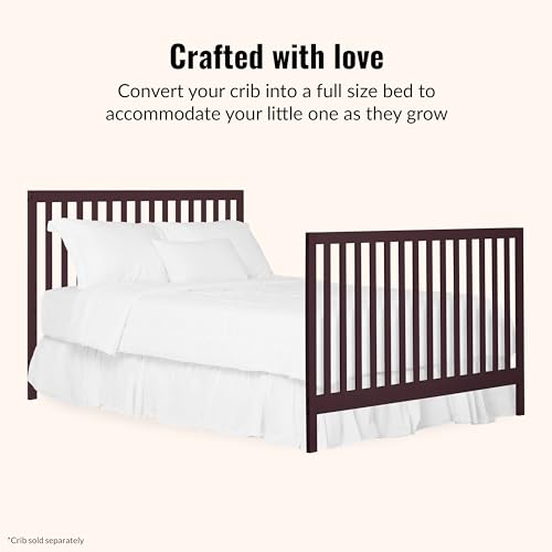 Image of Dream On Me Universal Crib to Full Size Bed Conversion Kit, Solid Wood Bed Rails for Select Convertible Cribs, Strong & Stable Support, Auburn