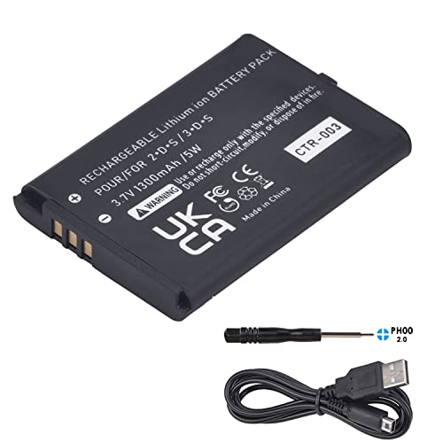 Tectra 1300Mah Ctr-003 Ctr003 Rechargeable Battery Compatible With Nintendo 3Ds 2Ds Gaming Console + Charging Cable(Not Compatiable With New 3Ds And 3Ds Xl) #TOP15