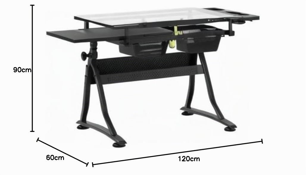 Fromm & Starck Mesa De Dibujo Técnico para Escuela Oficina Star_Desk_09 (Placa de Cristal: 120 x 60 cm, Inclinación: 0-70°, Altura: 90 cm)