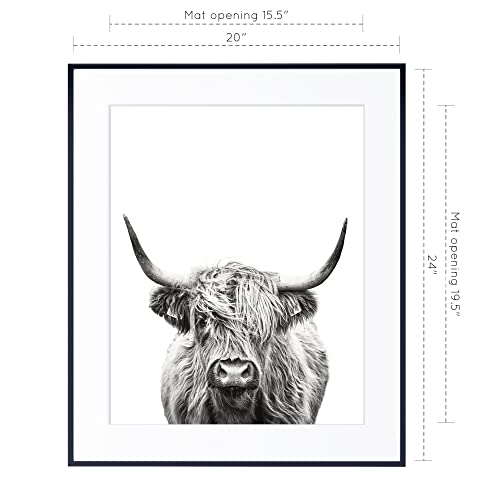 Homeforia 20X24 Black Frame Matted To 16X20 - Metal 20 X 24 Picture Frames For Wall - Aluminum 20 By 24 Poster Frame - Tempered Glass - Wall Hook Included - Set Of 1 #TOP2