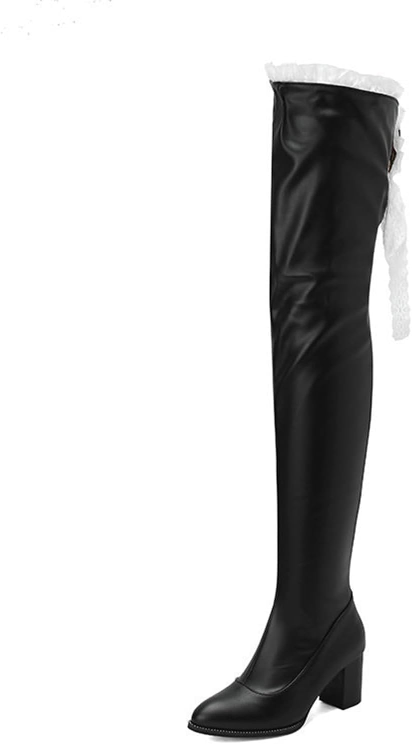 [LeaHy] Women's Over Knee High Boots Fashionsエレガントなブロックヒールハイヒー