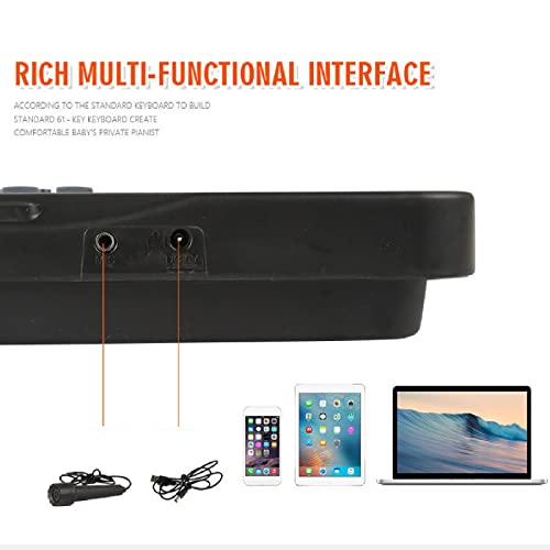 Petyoung Teclado eletrônico digital de 61 teclas, piano eletrônico para iniciantes, piano elétrico p