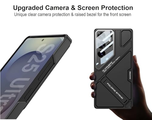 Image of Midkart Matte Case Compatible with Samsung Galaxy S25 Ultra Hidden Kickstand Cover Hard PC with Camera Protection, Black