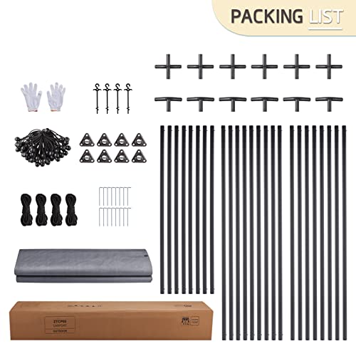 Gardesol Carport, 12’ X 20’ Heavy Duty Car Canopy With Powder-Coated Steel Frame, Easy To Assemble Portable Garage For Car, Boat, Party Tent With 180G Pe Tarp For Wedding, Garden, 8 Legs, Gray #TOP4