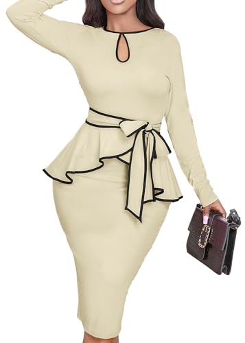 Image of Women's Bodycon Vintage Dresses Elegant Peplum Dresses for Women Business Work Office