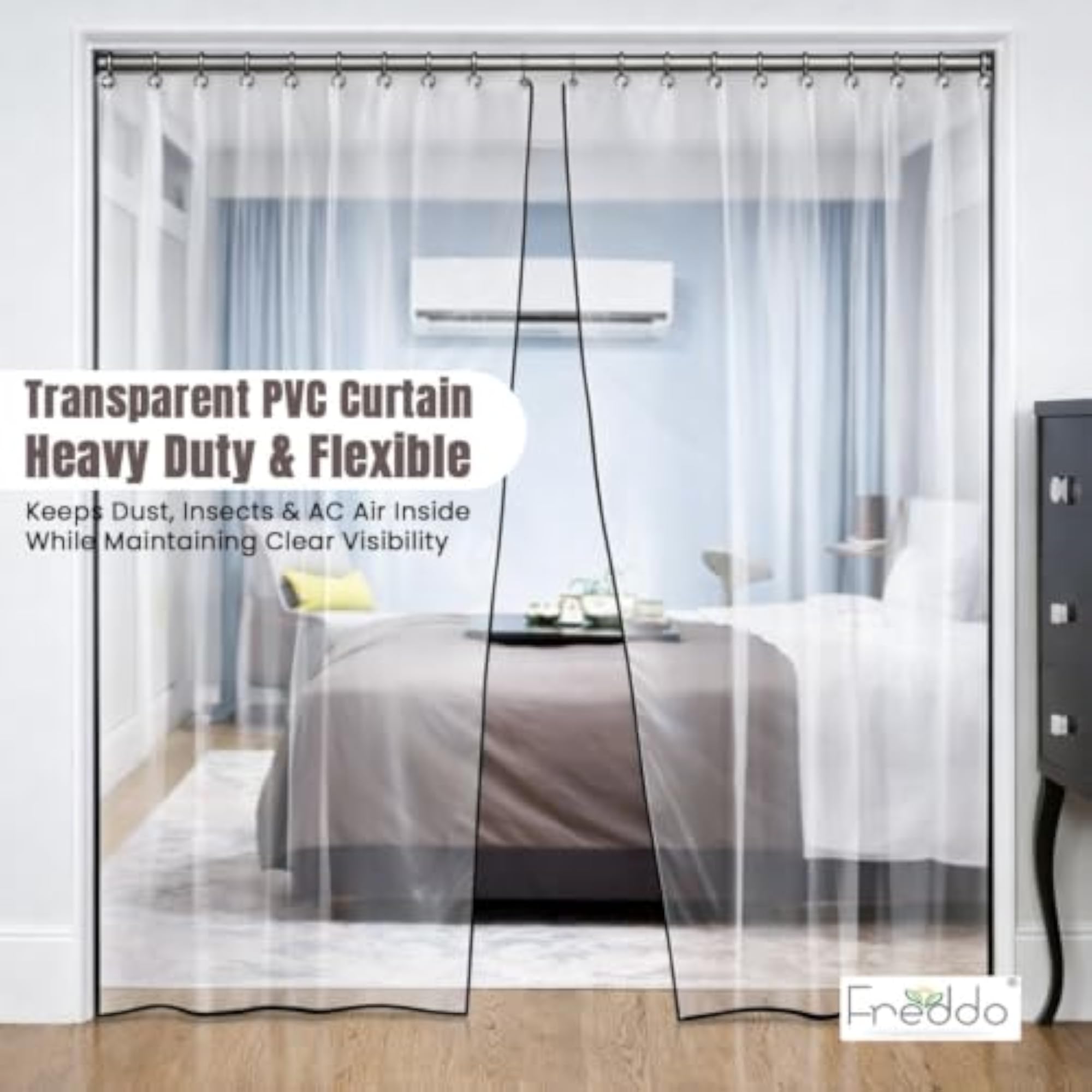 Heavy Duty PVC Transparent Hook Curtain, 4.5 x 7 Feet