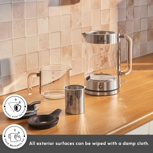 Karaca Luma Glass Tea Maker & Kettle 2200 W – 2.8 L Dual-Chamber Borosilicate Glass Tea Maker