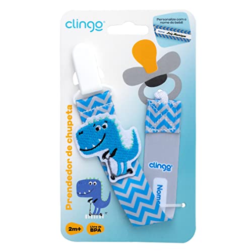 PRENDEDOR DE CHUPETA DINO CINZA/AZUL