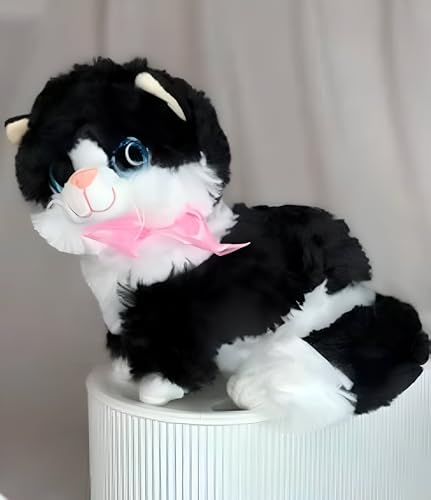 Image of Tickles Cute Cat Glitter Eye Soft Stuffed Plush Animal Toy for Kids Birthday Gift (Color: Black Size:30 cm)
