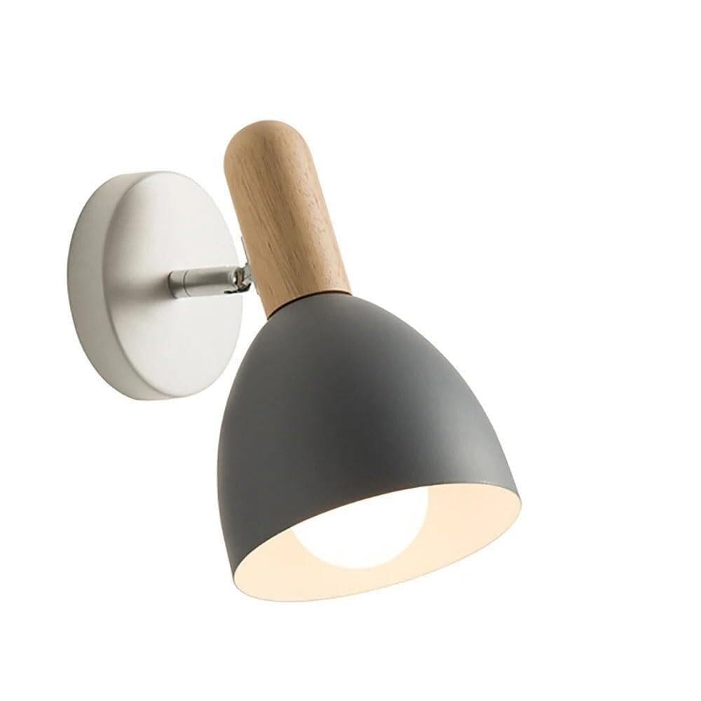 SMCCYYSD White Industrial Wall Lamp Metal and Wood Bathroom Vanity Lighting Sconce 350°Rotatable Lantern for Bedroom Bedside Living Room Study Corridor Entryway Restaurant(Natural Grey)