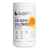LEANFIT BEEF BONE BROTH Powder - 100% Beef Bone Broth, 15g Protein Per Serving - Antibiotic & Hormone Free, Grass-Fed, Gluten-Free - 19 Servings, 285g Tub