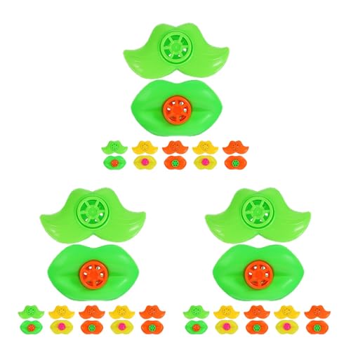 KALLORY 3 Sets of Unique Mustache And Lip Whistle Toys Parties Whistle Toys Noise Maker Plastic Fun Noise Maker For All Occasions