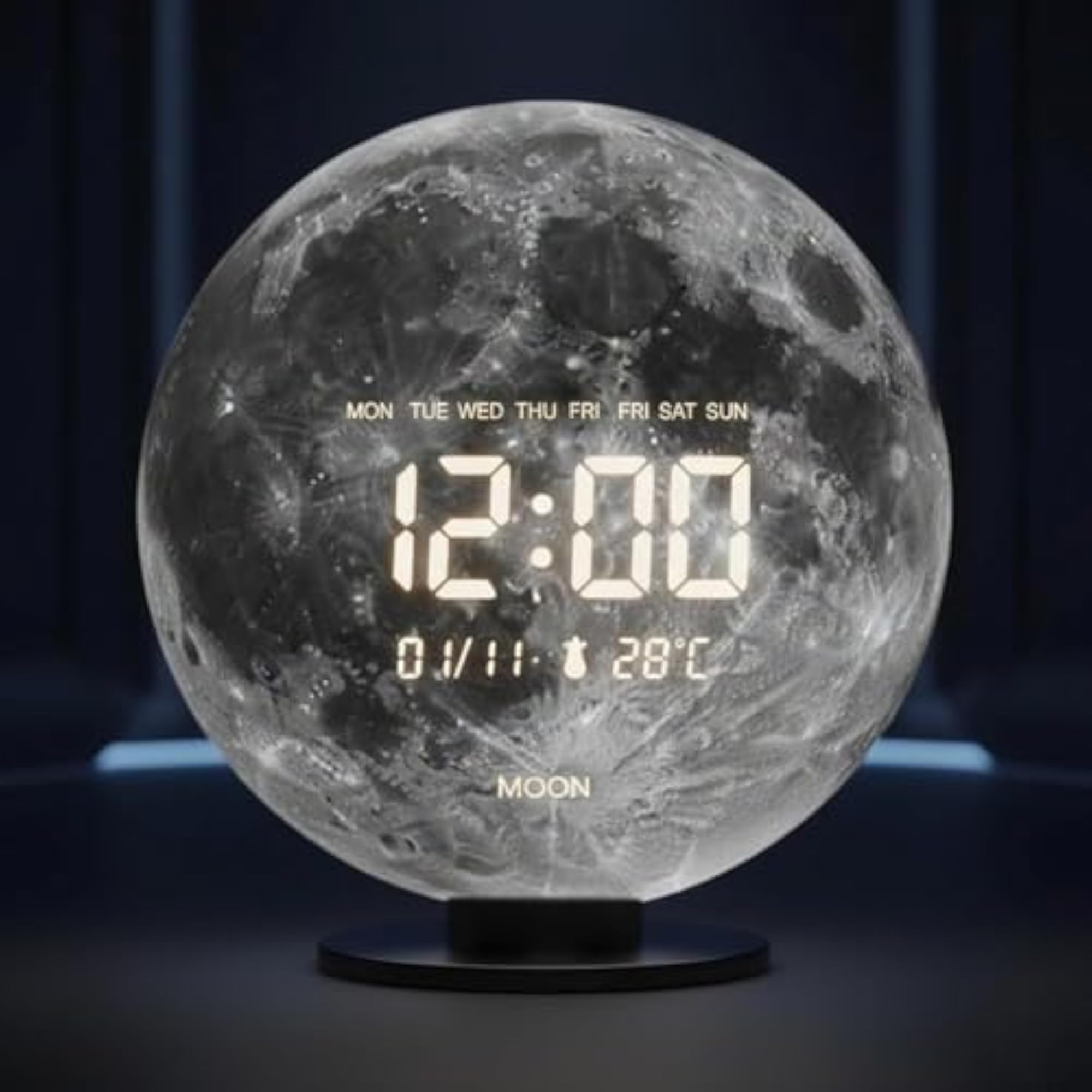 LED Digital Moon Clock with Real-Time Moon Phase Display