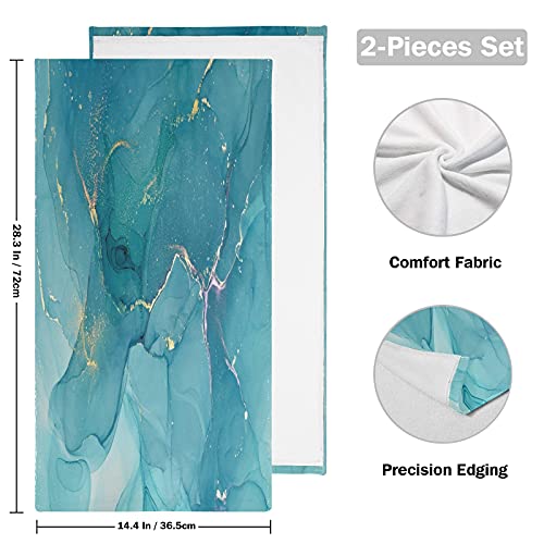 Alaza Blue Marble Abstract Fluid Art Hand Towels Soft Absorbent Decorative Bath Towels Face Towels Set Of 2 For Bathroom Gym Hotel Spa 28 X 14 Inch #TOP1