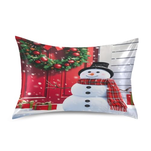 Zhirexin Christmas Snowman Satin Pillowcase – Queen 20x30in