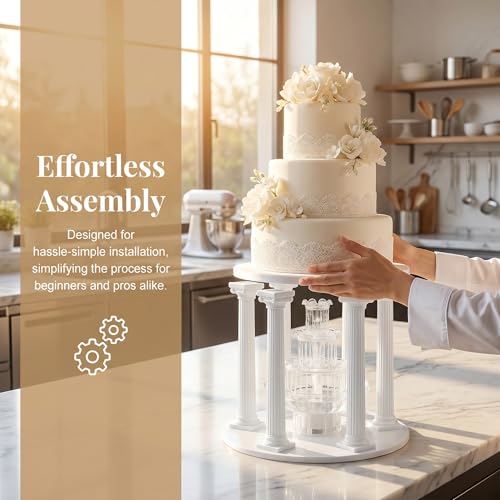 Abaodam 8Pcs Cake Pillars 6.7 Inch, Plastic Roman Columns and Pillars for Bakers and DIY Enthusiasts Wedding Cake Support Multi-Layer Decoration by Abaodam - Image 4