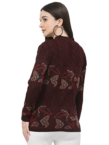 Image of Kalt Women Sweater for Winter Woolen Acrylic Full Sleeves V Neck Floral Design Cardigan Sweater for Women