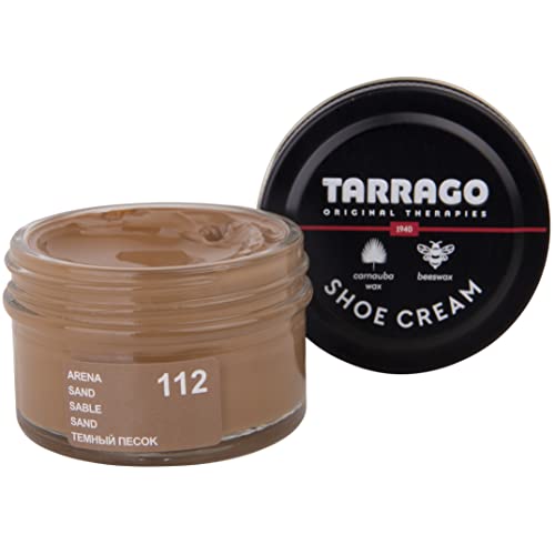 Tarrago Shoe Cream - Professional Shoe Polish With Carnauba Wax To Re-Color And Polish - Smooth Leather Shoes And Boots- Over 100 Colors - 50 Ml/ 1.7Fl. Oz - Sand #112 #TOP2