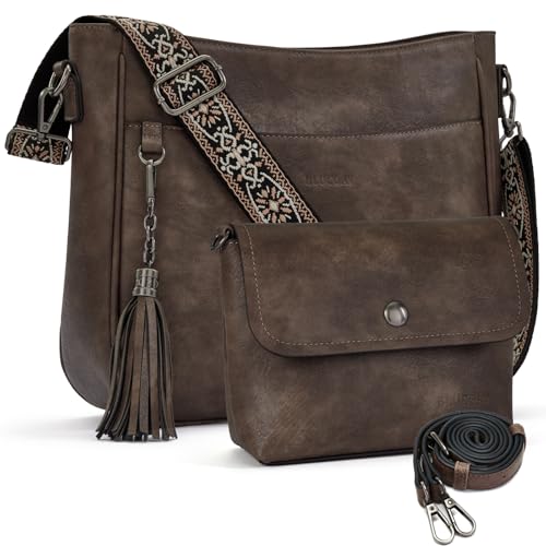 Blucoay 2PCS/Set Crossbody Bags Purses for Women,Large Capacity Vegan Leather