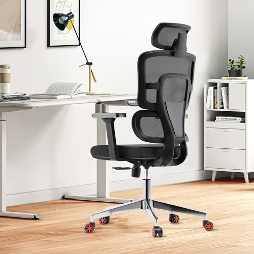 Image of Drafting Chair, Ergonomic Tall Office Chairs for Standing Desk, Home Office Desk Chair with Lumbar Support and Adjustable Flip-up Armrests & footrest (04black)